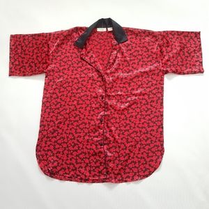 VTG VS Heart Print Silky Sleep Shirt Nightie